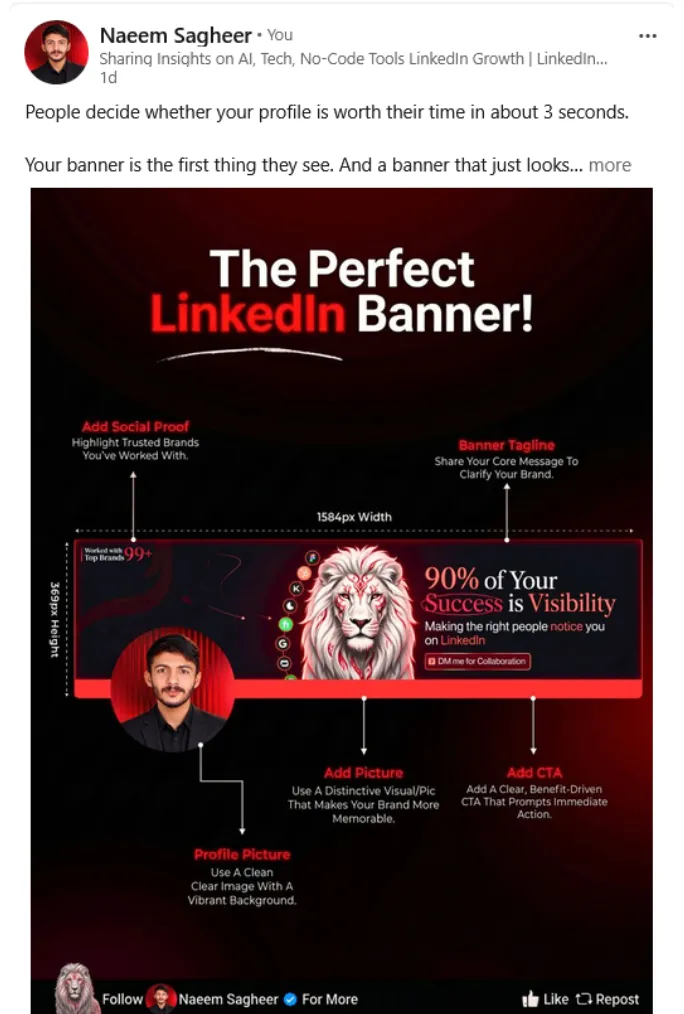 Sponsored LinkedIn post for Banner Matters AI